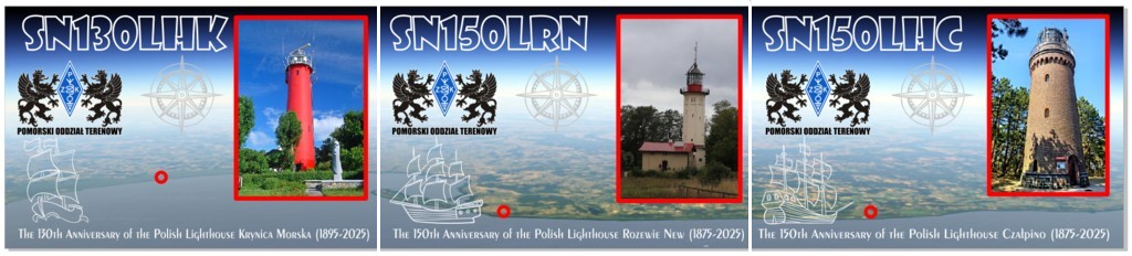 The Anniversary of the Polish Lighthouses Krynica Morska, Rozewie II (New) & Czołpino QSL Cards